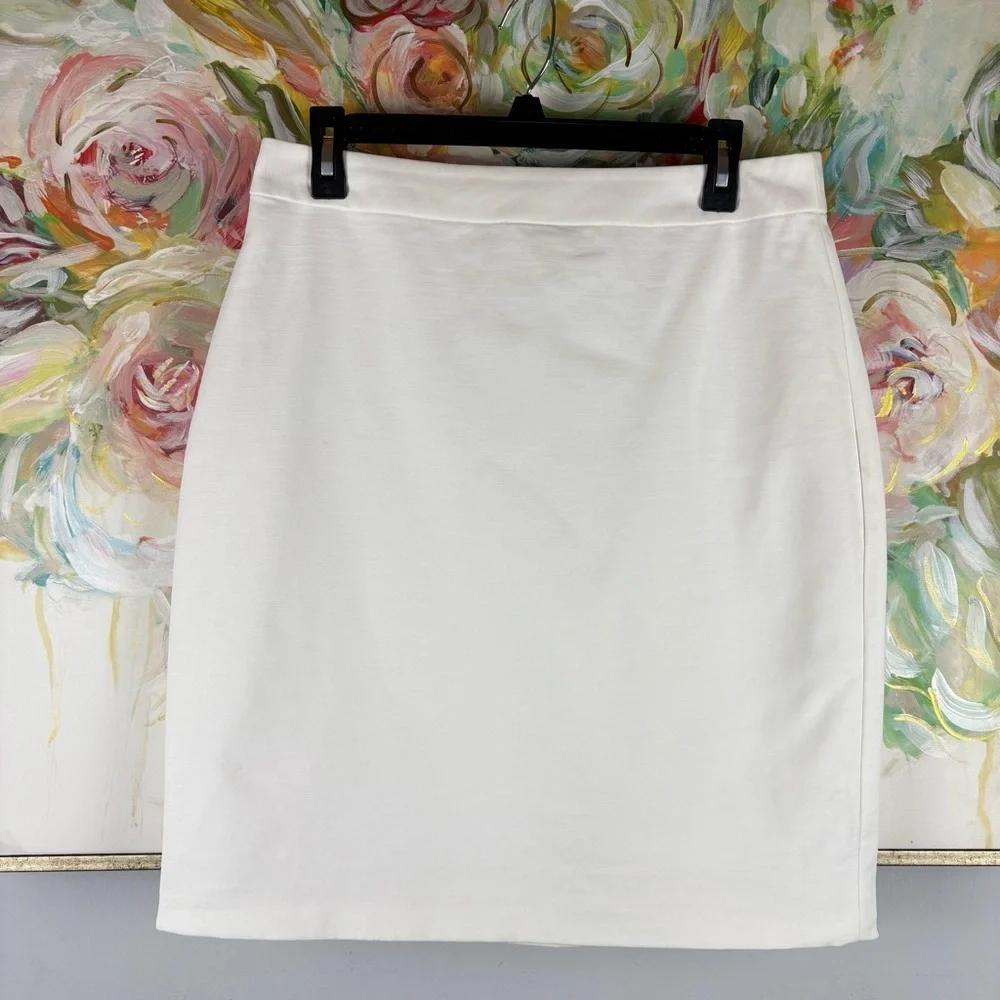 Kate Spade New York White Pencil Skirt Size 10 Back Zip Minor Marks